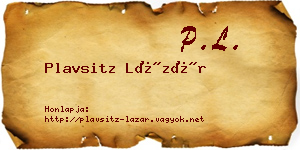 Plavsitz Lázár névjegykártya